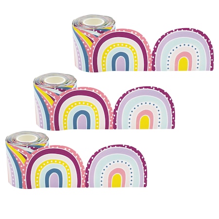Teacher Created Resources Oh Happy Day Rainbows Die-Cut Rolled Border Trim, 50 Feet/Roll, PK3 TCR8928